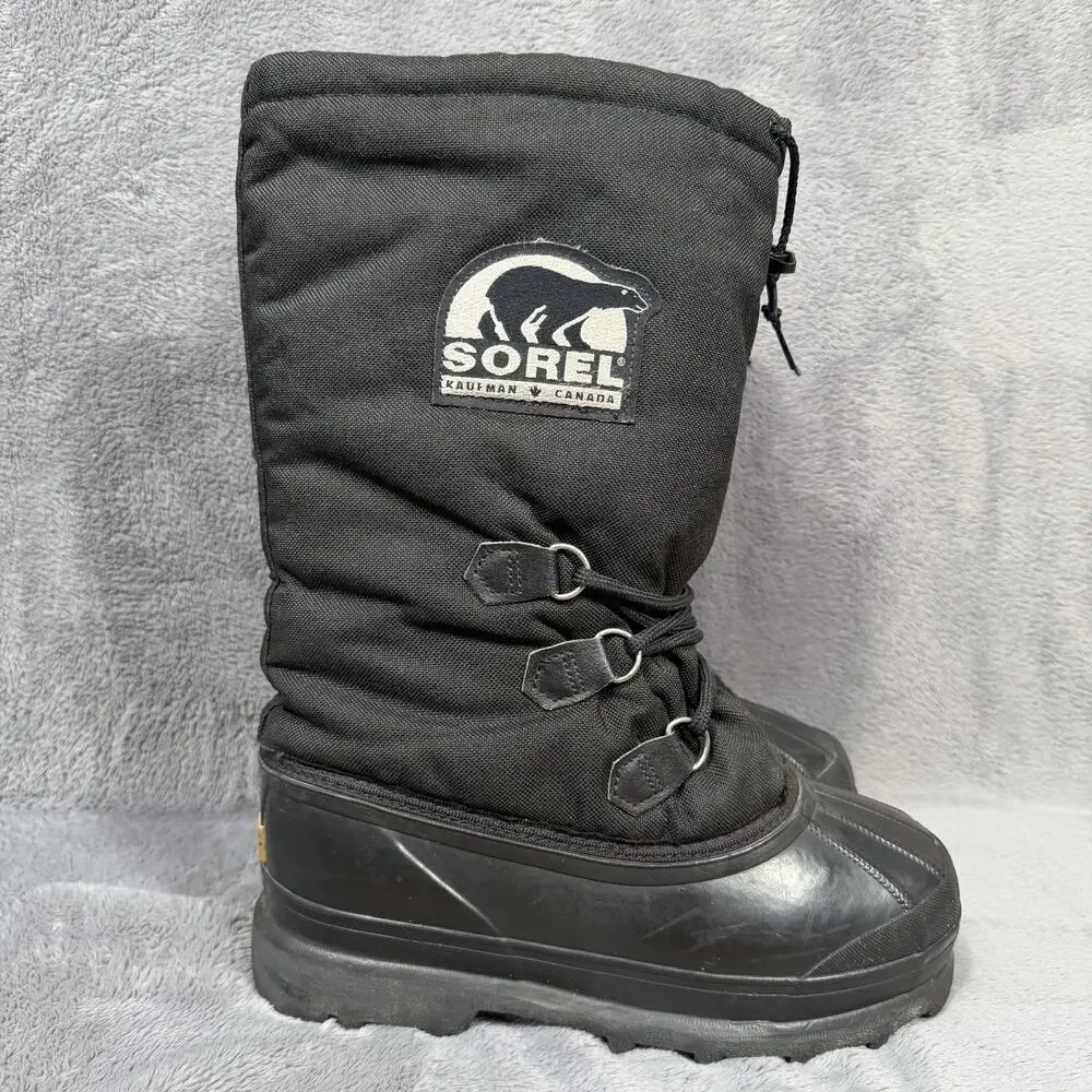 Vintage Sorel Womens Sz 9 Black Waterproof Pac Snow Boots Made in Canada Liner